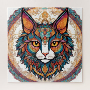 Puzzle Mystic Boho Feline Cat Mandala