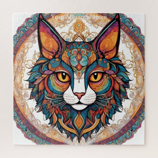 Puzzle Mystic Boho Feline Cat Mandala (Vertical)