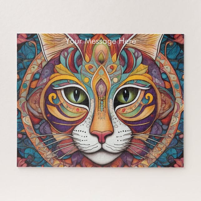 Puzzle Mystic Boho Feline Cat Mandala (Horizontal)