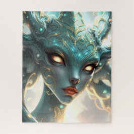 Puzzle Mystical Emerald Goddess with Glowing Ember Eyes