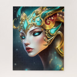 Puzzle Mystical Fantasy Queen Portrait with Golden Crown