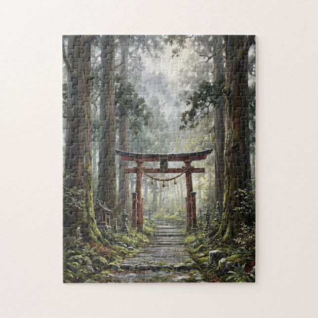 Puzzle Mystical forest and torii gate that symbolizes it (Vertical)