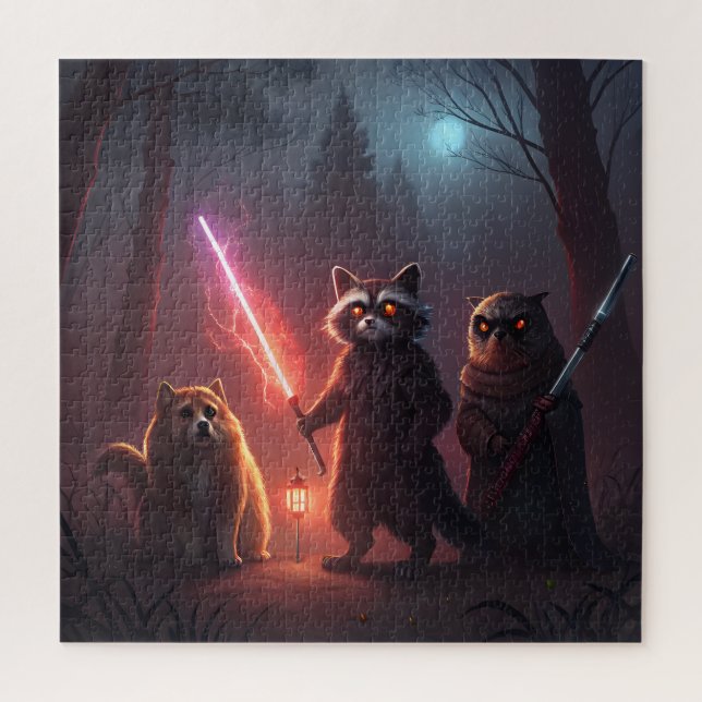 Puzzle Mystical Forest Battle Animals Art (Vertical)