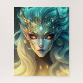 Puzzle Mystical Ice Elf Queen with Glowing Eyes
