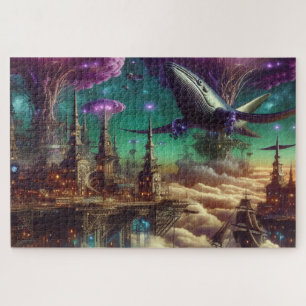 Puzzle Mystical Purple Futurista Fantasy City
