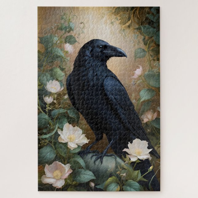 Puzzle Mystical Raven & Bloom - Arte de fantasía encantad (Vertical)