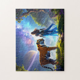 Puzzle Mystical Scifi Fantasy Tiger and Goddess Warrior