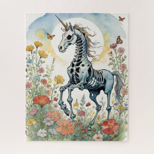 Puzzle Mystical Sunrise Unicorn Skeleton Floral