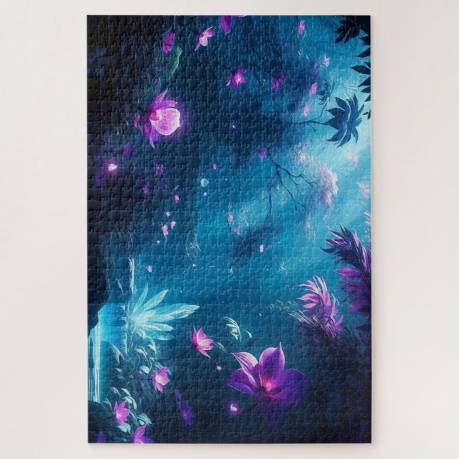 Puzzle Mystical Twilight Bloom - Bosque floral encantado (Vertical)