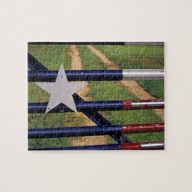 Puzzle N.A., EE. UU., Texas, lago Buchanan, bandera de Te (Horizontal)
