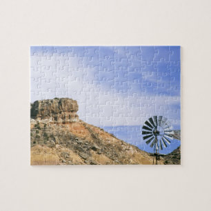 Puzzle NA, EE.UU., molino de viento de Texas y acantilado