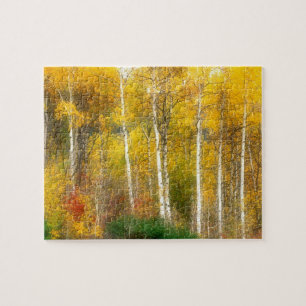 Puzzle NA, EE. UU., Washington, Árboles de Aspen otoñales