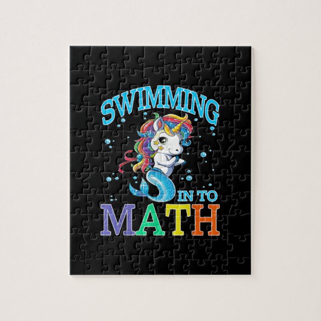 Puzzle Nadando En Una Camiseta De Math Unicornio (Vertical)