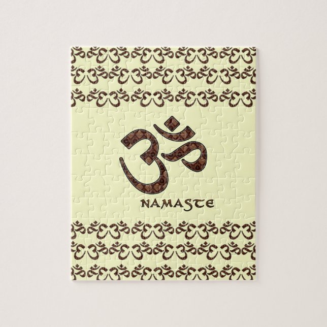 Puzzle Namaste con el símbolo Brown de OM y la crema (Vertical)