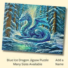 Puzzle Name, Aqua Blue Ice Dragon Near Pond 