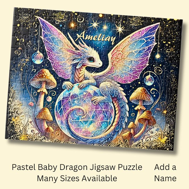 Puzzle Name, Pastel Baby Dragon Pink Blue on Dark (Subido por el creador)