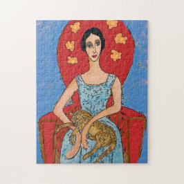 Puzzle Nancy con gato sentado