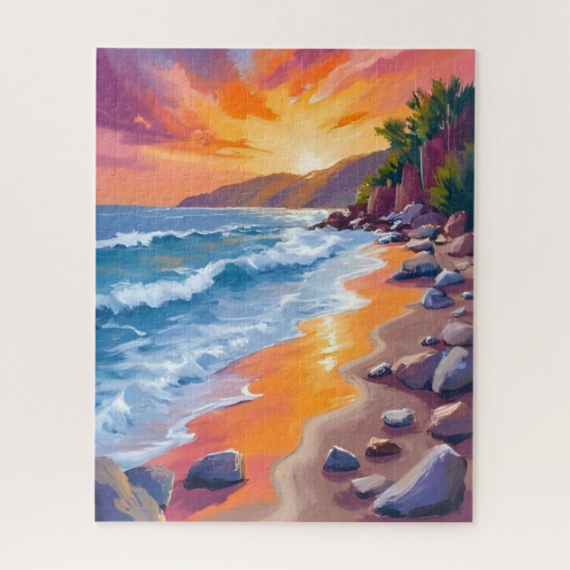 Puzzle Napili Bay Sunset Maui Hawaii Painting (Vertical)