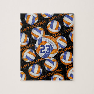 Puzzle naranja azul chicas me encanta el voleibol persona