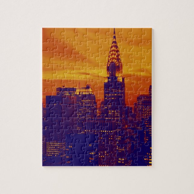 Puzzle Naranja azul Pop Art Nueva York (Vertical)