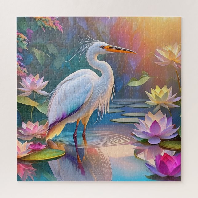 Puzzle Naranja Billing White Heron Fantasy Bird (Vertical)