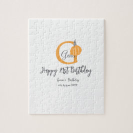 Puzzle Naranja calabaza otoño cumpleaños 21 gris pastel o