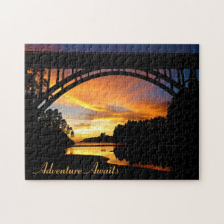 Puzzle Naranja California Coastal Sunset Under Bridge
