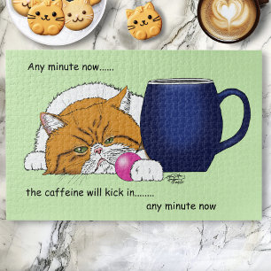Puzzle Naranja Cat Coffee Mug Blue