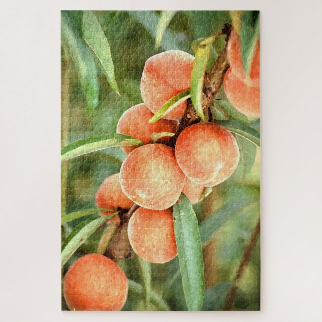 Puzzle Naranja claro bonito Georgia Peaches Watercolor Ar (Vertical)
