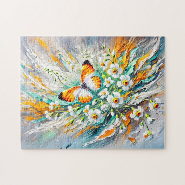 Puzzle Naranja Consejo Mariposa con pintura de aceite de  (Horizontal)