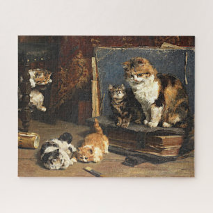 Puzzle Naranja de color blanco y negro vintage con gatito