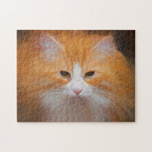 Puzzle Naranja de gato blanco, chuleta, bello