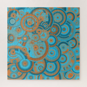 Puzzle Naranja de gradiente Círculo Concéntrico Turquesa
