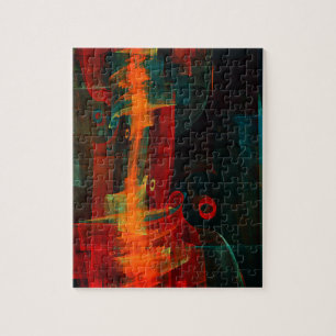 Puzzle Naranja del agua Azul Rojo Azul Moderno Resumen Pa