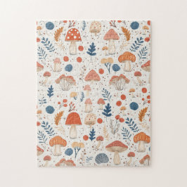 Puzzle Naranja divertido Autumn Mushroom Fairy Garden Puz