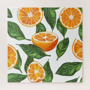 Puzzle Naranja Fruta Botánica Cítrico Sin Costuras