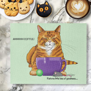 Puzzle Naranja Ginger Coffee Cat Funny