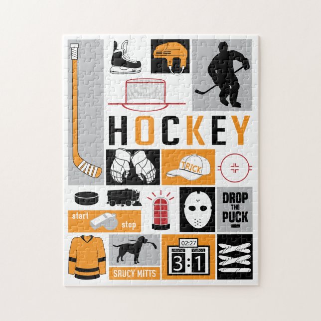 Puzzle Naranja Hockey Elements Palo Jugador (Vertical)