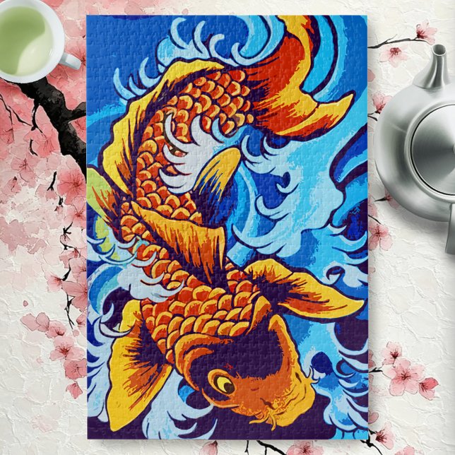 Puzzle Naranja Koi Fish Blue (Subido por el creador)