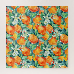 Puzzle Naranja mandarino: Ilustracion retro acuarela