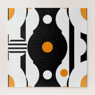 Puzzle Naranja Negro Retro Mod Geométrico