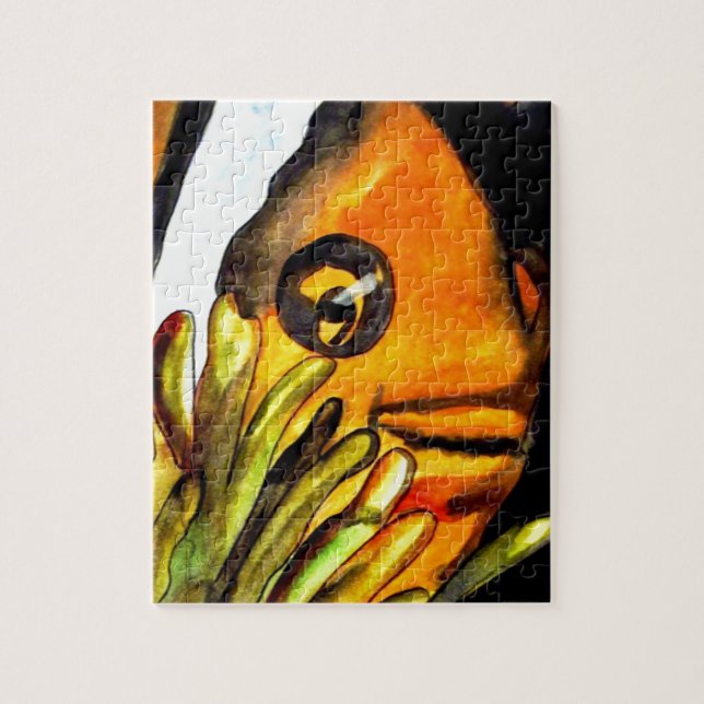 Puzzle Naranja Payaso Pescado acuarela pintura original (Vertical)