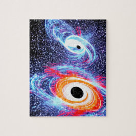 Puzzle Naranja retro Galaxia azul roja noche cielo en el