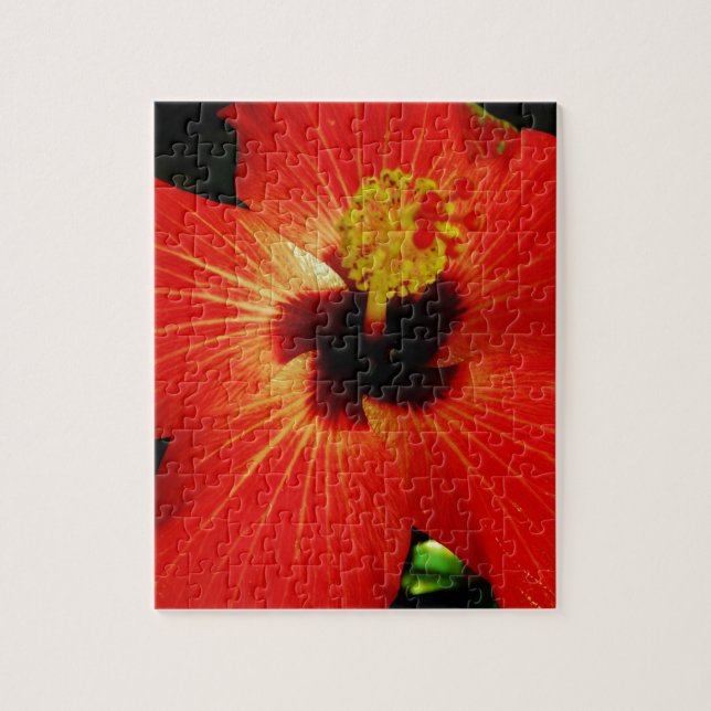 Puzzle Naranja rojo brillante Hibiscus Flower (Vertical)