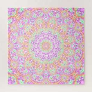 Puzzle Naranja rosa y Mandala verde