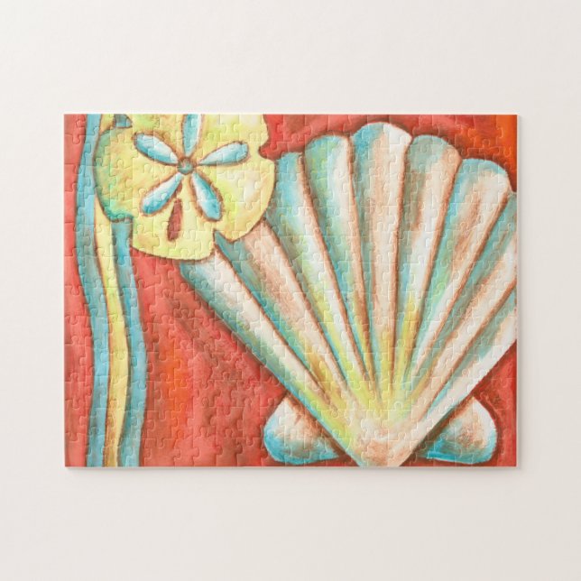 Puzzle Naranja Rústico Seashells (Horizontal)