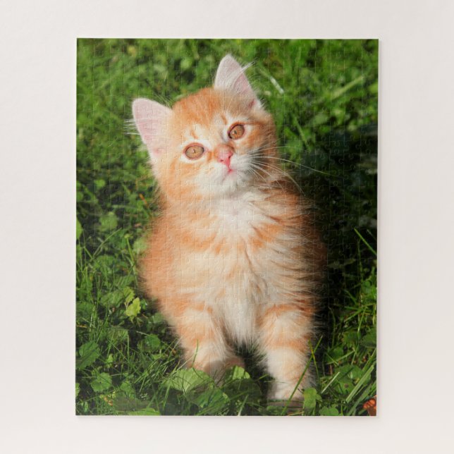 Puzzle Naranja suave y suave Tabby Cat Kitten (Vertical)