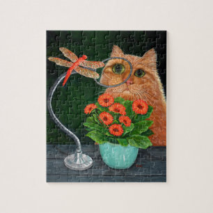 Puzzle Naranja Tabby Cat and Dragonfly