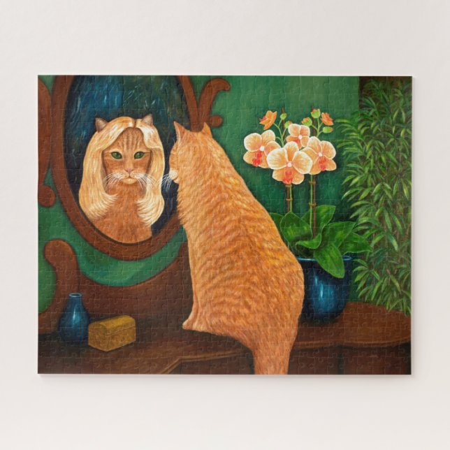 Puzzle Naranja Tabby Cat and Mirror (Horizontal)