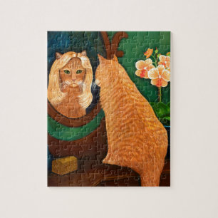 Puzzle Naranja Tabby Cat and Mirror